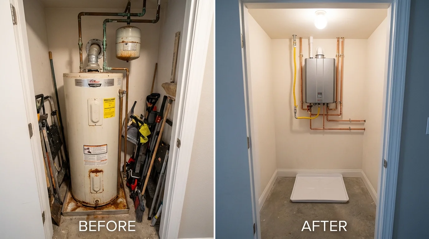 Tank water heater versus wall-mounted tankless unit comparison for Oracle, AZ homeowners