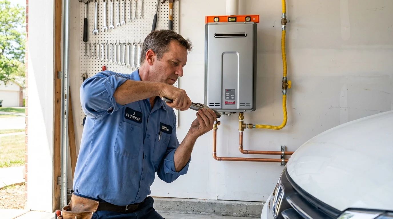 Tankless water heater installation by a Johns Plumbing LLC plumber in Oracle