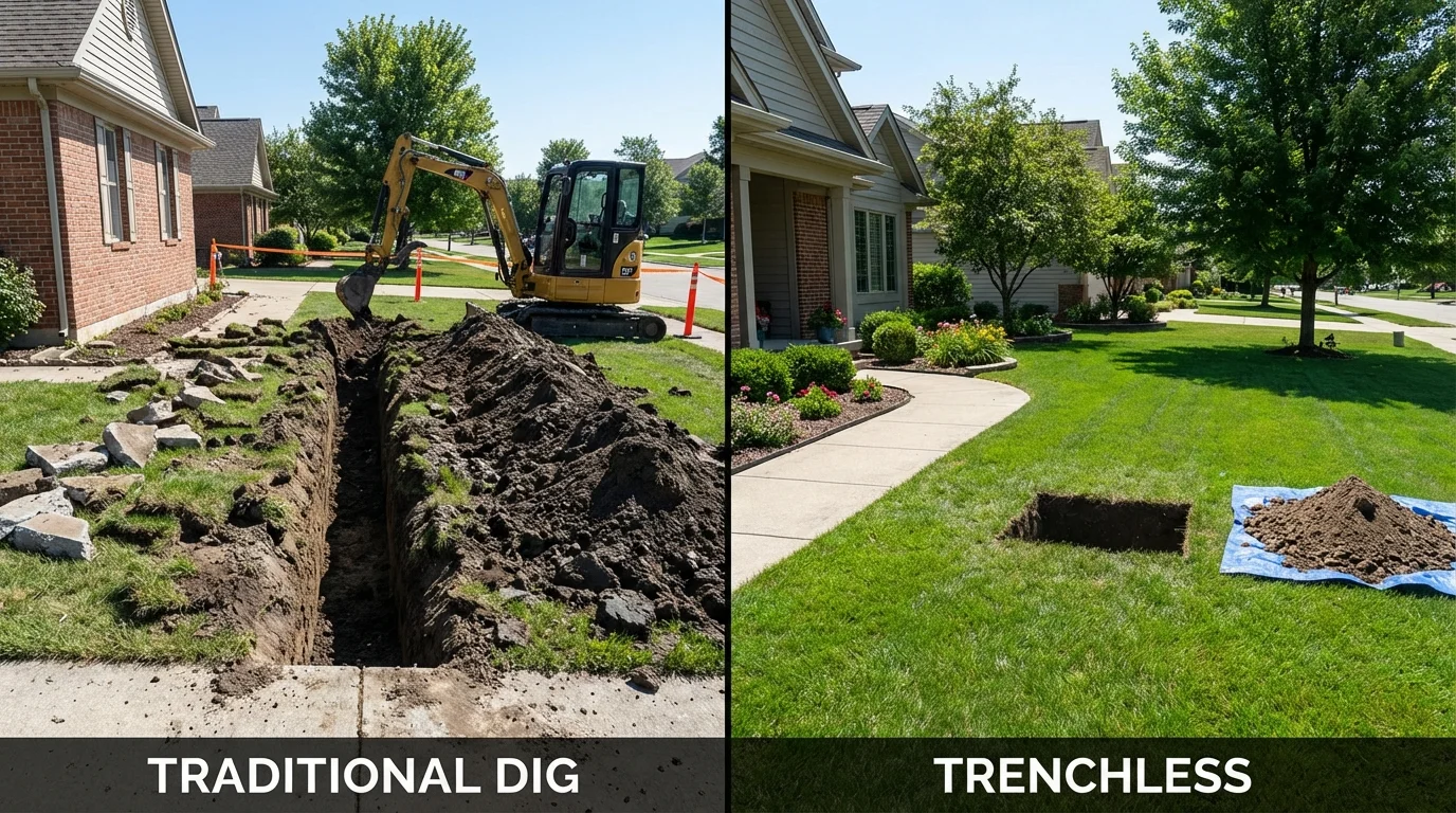 Trenchless sewer repair with minimal yard damage versus traditional excavation in Oracle, AZ
